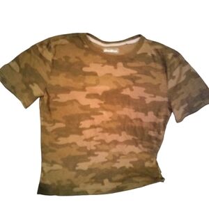eddie bauer boys camouflage t-shirt army green size large short-sleeve crew